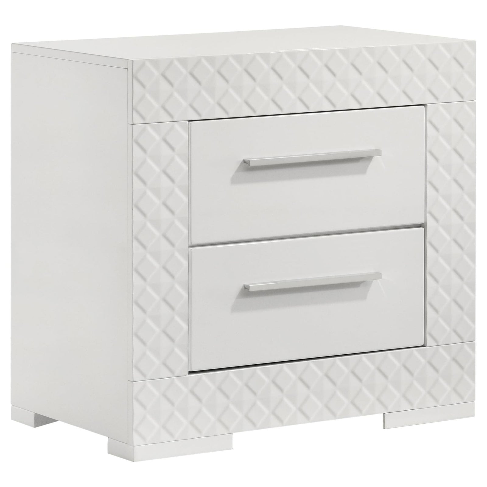 Ives 2 Drawer Nightstand Bedide Table White High Gloss
