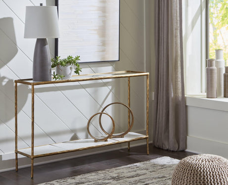 Ryandale Antique Brass Finish Console Sofa Table - Ella Furniture