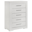 Ives 5 Drawer Bedroom Chest Of Drawers White High Gloss