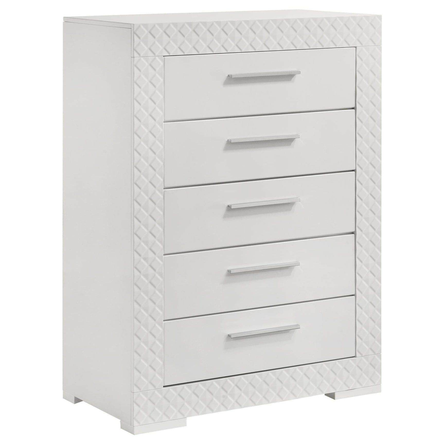 Ives 5 Drawer Bedroom Chest Of Drawers White High Gloss