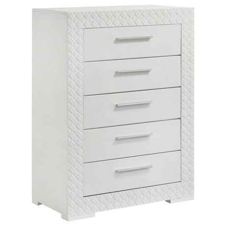 Ives 5 Drawer Bedroom Chest Of Drawers White High Gloss