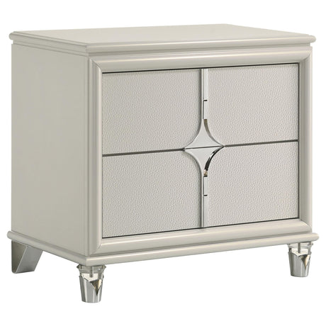 Olivia 2 Drawer Nightstand Bedide Table Pearl White