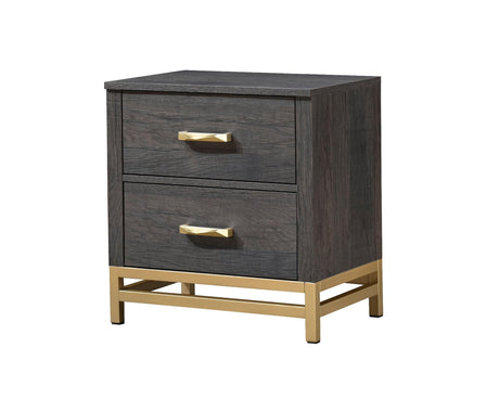 Trevor Dark Brown Modern Contemporary Solid Wood And Veneers 2-Drawers Nightstand - Ella Furniture
