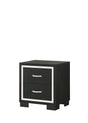 Gennro Black Modern Contemporary Solid Wood 2-Drawers Nightstand - Ella Furniture