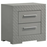 Ives 2 Drawer Nightstand Bedide Table Gray High Gloss