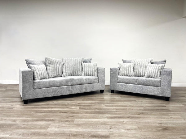 410-2Pc-gray Sofa And Loveseat Set - Ella Furniture