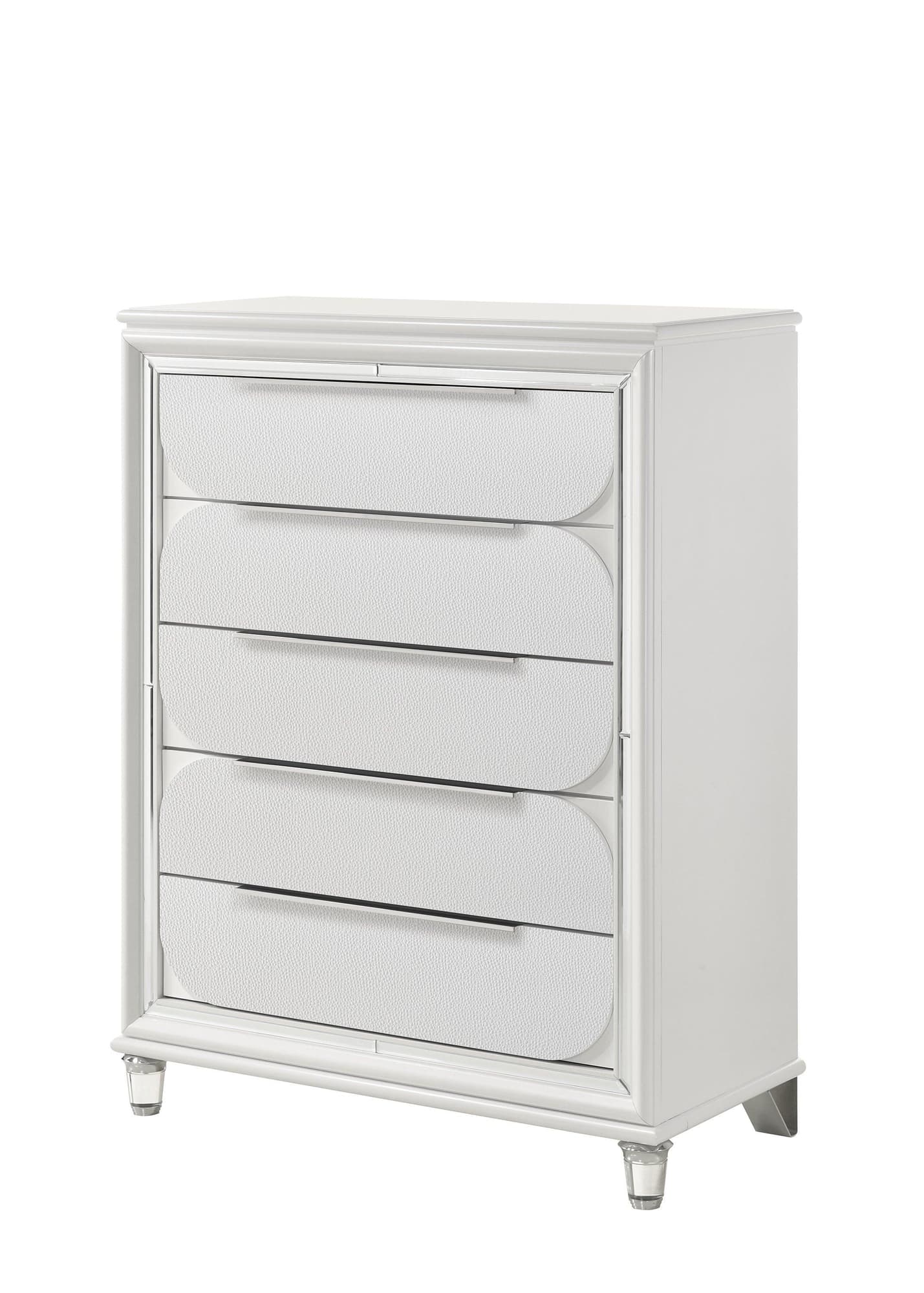 Eden White Modern Contemporary Solid Wood 5-Drawers Chest - Ella Furniture