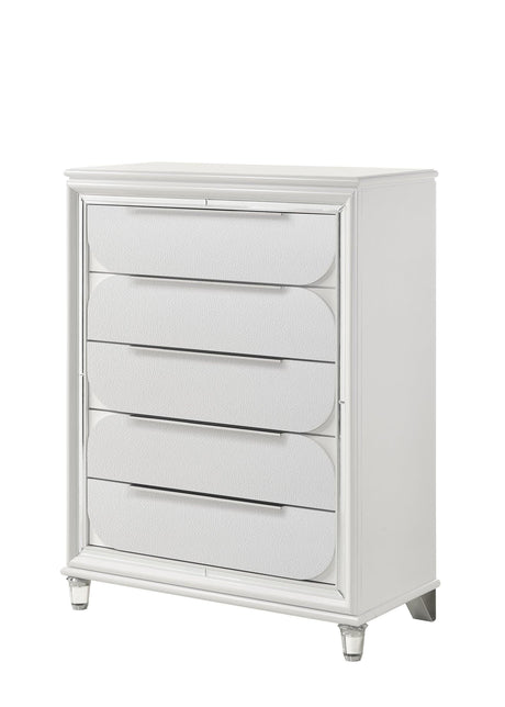 Eden White Modern Contemporary Solid Wood 5-Drawers Chest - Ella Furniture