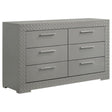 Ives 6 Drawer Dresser Cabinet Gray High Gloss