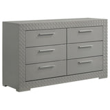 Ives 6 Drawer Dresser Cabinet Gray High Gloss
