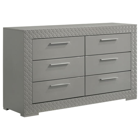 Ives 6 Drawer Dresser Cabinet Gray High Gloss