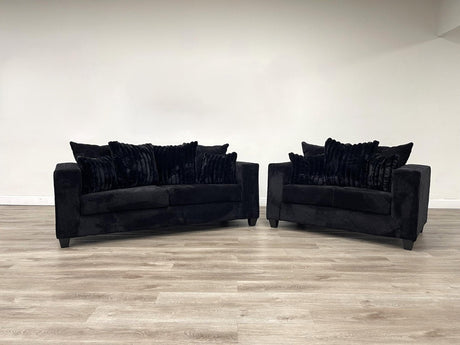 410-2Pc-black Sofa And Loveseat Set - Ella Furniture