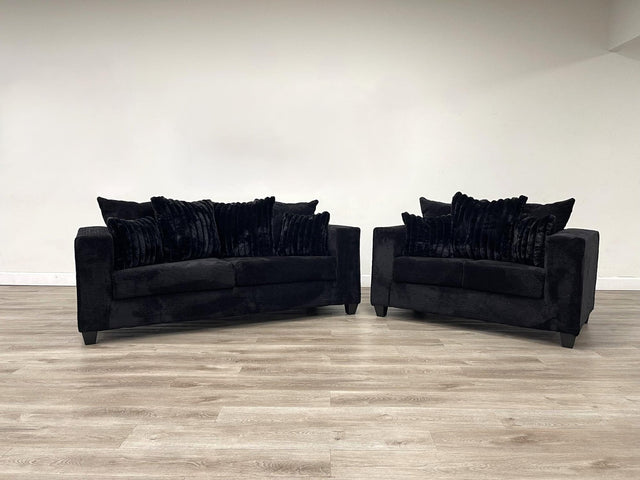410-2Pc-black Sofa And Loveseat Set - Ella Furniture