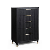 Kara Black White 5 Drawers Chest