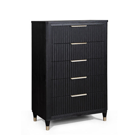 Kara Black White 5 Drawers Chest