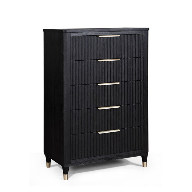 Kara Black White 5 Drawers Chest