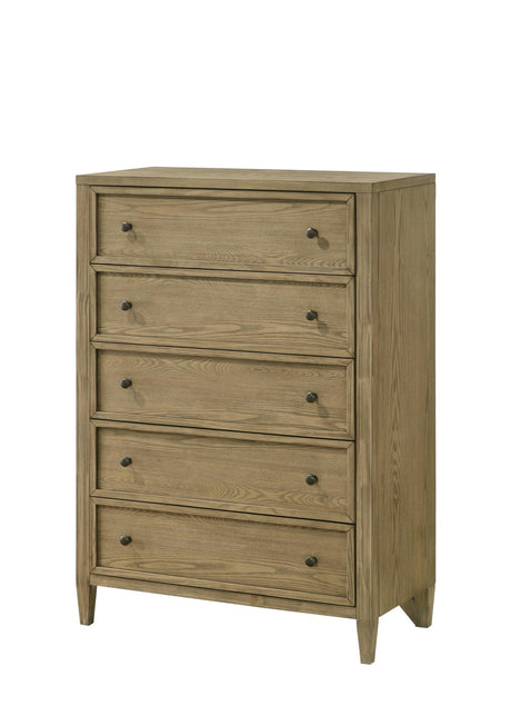 Sienna Brown Modern Contemporary Solid Wood And Veneers 5-Drawers Chest - Ella Furniture