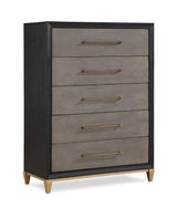 Payson Gray Brown 5 Drawers Chest
