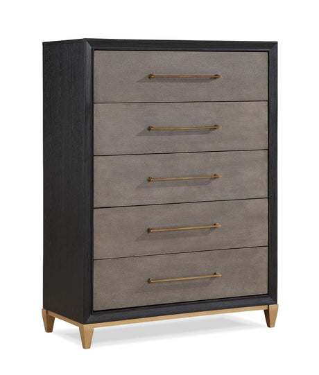 Payson Gray Brown 5 Drawers Chest