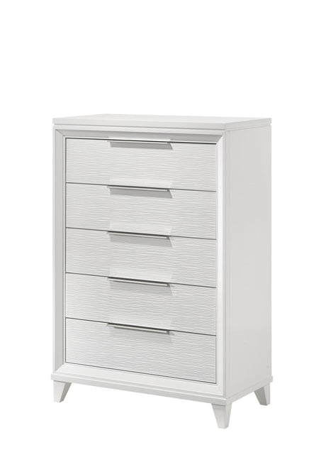 Cressida White Modern Contemporary Solid Wood 5-Drawers Chest - Ella Furniture