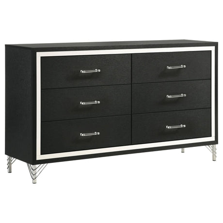 Lucia 6 Drawer Dresser Cabinet Black