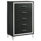 Lucia 5 Drawer Bedroom Chest Of Drawers Black