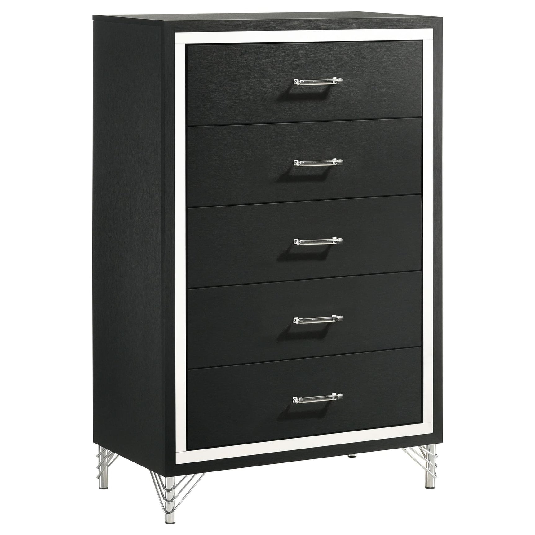 Lucia 5 Drawer Bedroom Chest Of Drawers Black