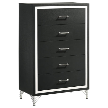 Lucia 5 Drawer Bedroom Chest Of Drawers Black
