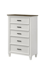 Everdeen Nutmeg/White Modern Contemporary Solid Wood 5-Drawers Chest - Ella Furniture
