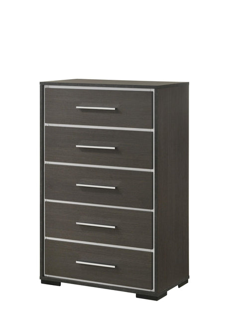 Sharpe Gray/White Modern Solid Wood And Veneers 5-Drawers Chest - Ella Furniture