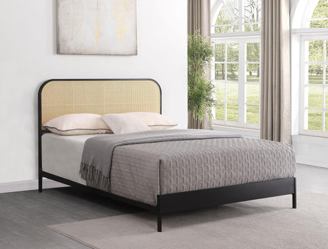 Amherst Radio Weave Rattan Metal King Bed Black
