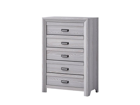 Adelaide Drift Wood Modern Contemporary Solid Wood And Veneers 5-Drawers Chest - Ella Furniture