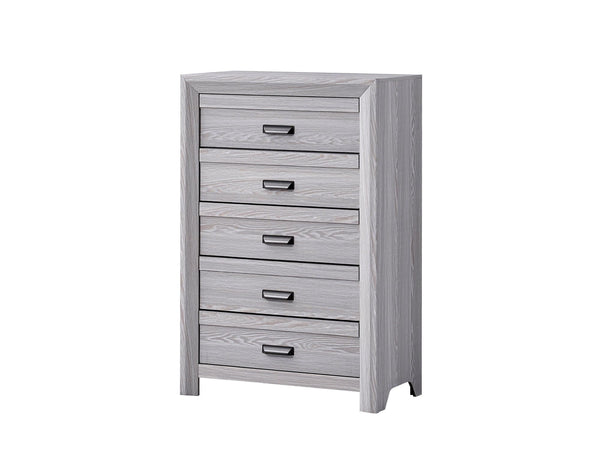 Adelaide Drift Wood Modern Contemporary Solid Wood And Veneers 5-Drawers Chest - Ella Furniture