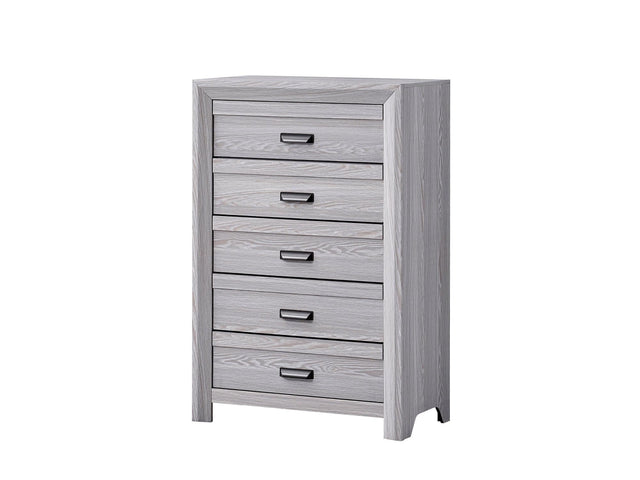 Adelaide Drift Wood Modern Contemporary Solid Wood And Veneers 5-Drawers Chest - Ella Furniture