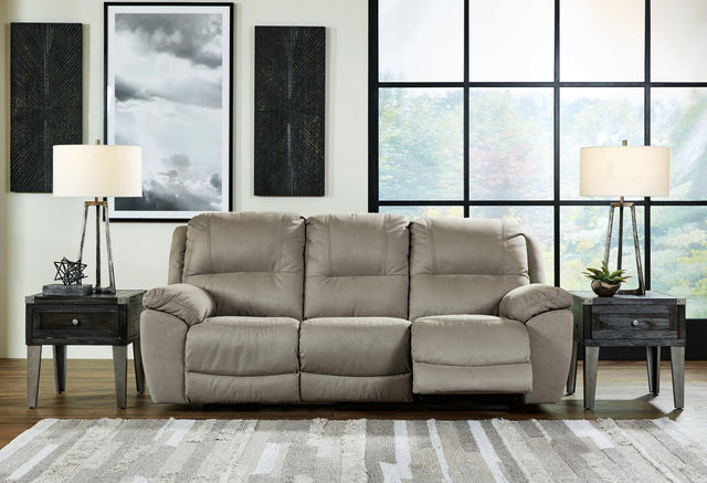 Next-gen Gaucho Putty Microfiber Reclining Sofa - Ella Furniture