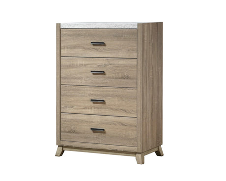 Tilston Brown Modern Contemporary Solid Wood And Veneers 5-Drawers Chest - Ella Furniture