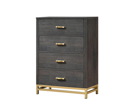 Trevor Dark Brown Modern Contemporary Solid Wood And Veneers 5-Drawers Chest - Ella Furniture