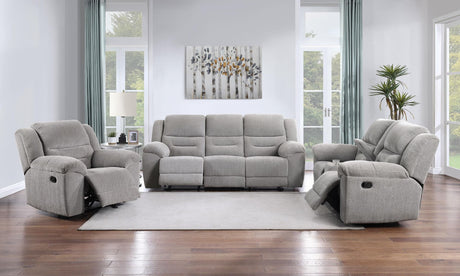 Grimm Gray Reclining Sofa Loveseat Recliner