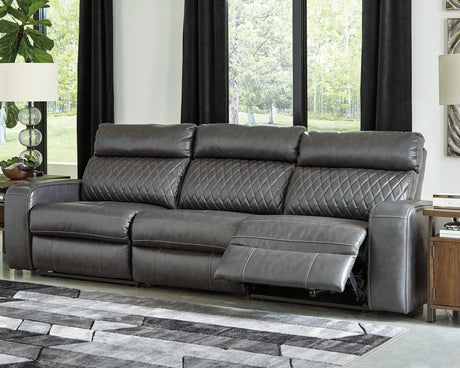 Samperstone Gray 3-Piece Power Reclining Sectional - Ella Furniture