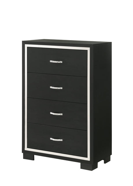 Gennro Black Modern Contemporary Solid Wood 5-Drawers Chest - Ella Furniture