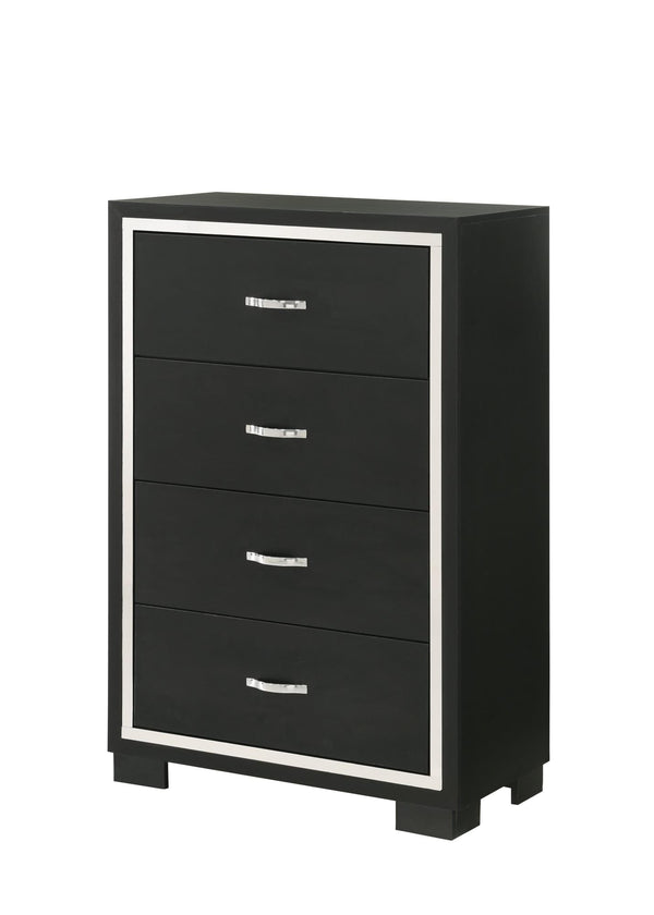 Gennro Black Modern Contemporary Solid Wood 5-Drawers Chest - Ella Furniture