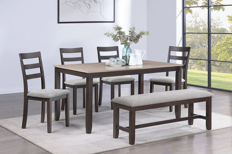 Branson Beige Brown Fabric Upholstered Dining Room Set