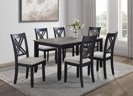Eloise Black/Light Gray Modern Solid Wood And Veneers Fabric Upholstered Dining Room Set - Ella Furniture