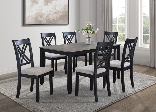 Eloise Black/Light Gray Modern Solid Wood And Veneers Fabric Upholstered Dining Room Set - Ella Furniture