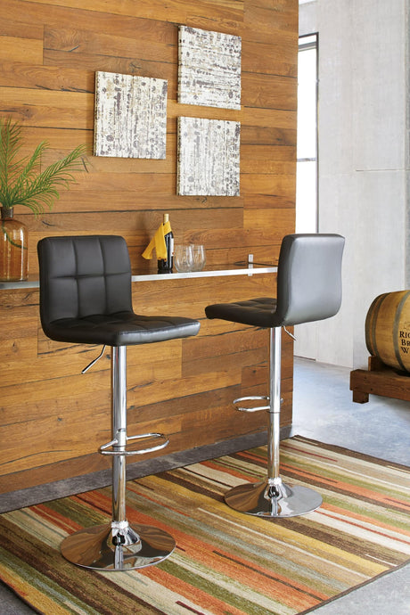 Bellatier Black/chrome Finish Adjustable Height Bar Stool - Ella Furniture