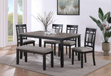 Paige Black/Gray Modern Solid Wood and Veneers Fabric Upholstered Dining Room Set - Ella Furniture