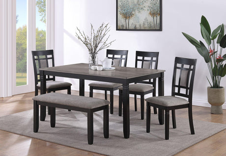 Paige Black/Gray Modern Solid Wood and Veneers Fabric Upholstered Dining Room Set - Ella Furniture