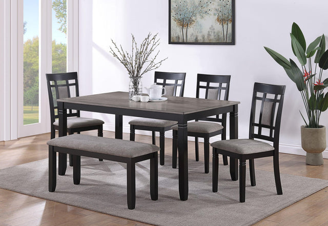 Paige Black/Gray Modern Solid Wood and Veneers Fabric Upholstered Dining Room Set - Ella Furniture