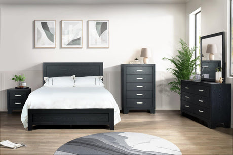 Black Modern Contemporary Solid Wood And Veneers Bedroom Set - Ella Furniture