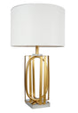 White/Gold Metal Textured Ceramic Frame Table Lamp - Ella Furniture